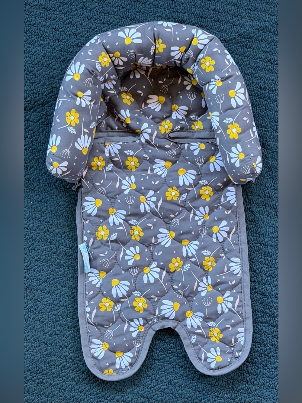 Floral Gray & Yellow Quilted Baby Head Support